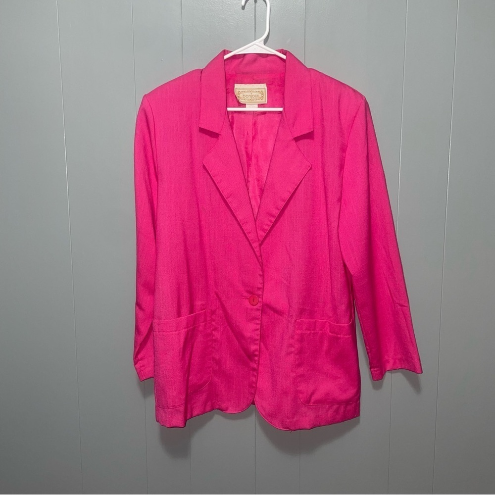Vintage Bonjour Pink Oversized Blazer with Shoulder Pads Small